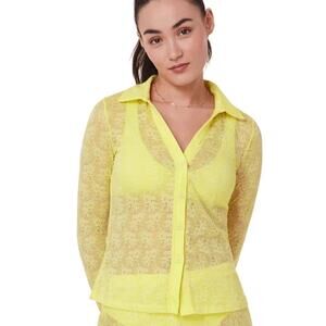 NWOT Sample Andie Swim Women's Suva Button-Up Top Limeade Yellow Size Small